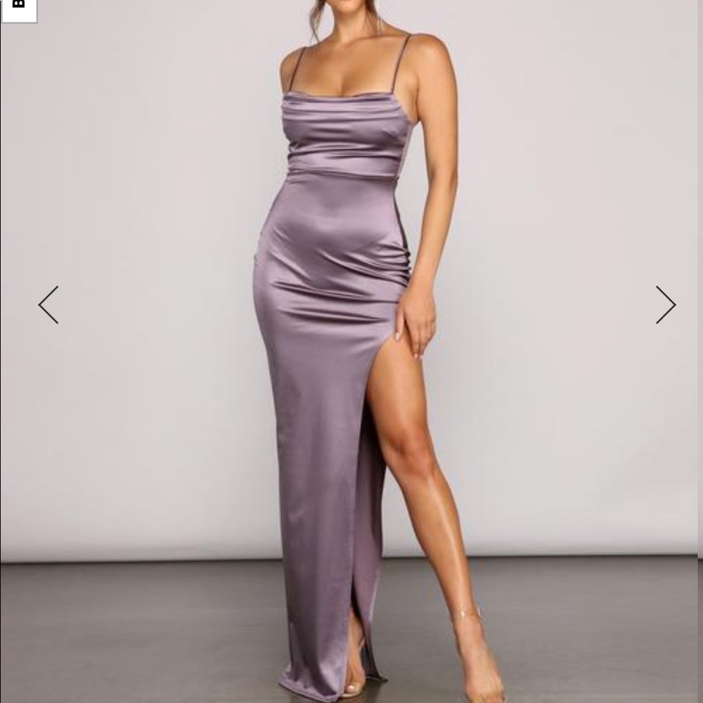 Lola High Slit Satin Dress